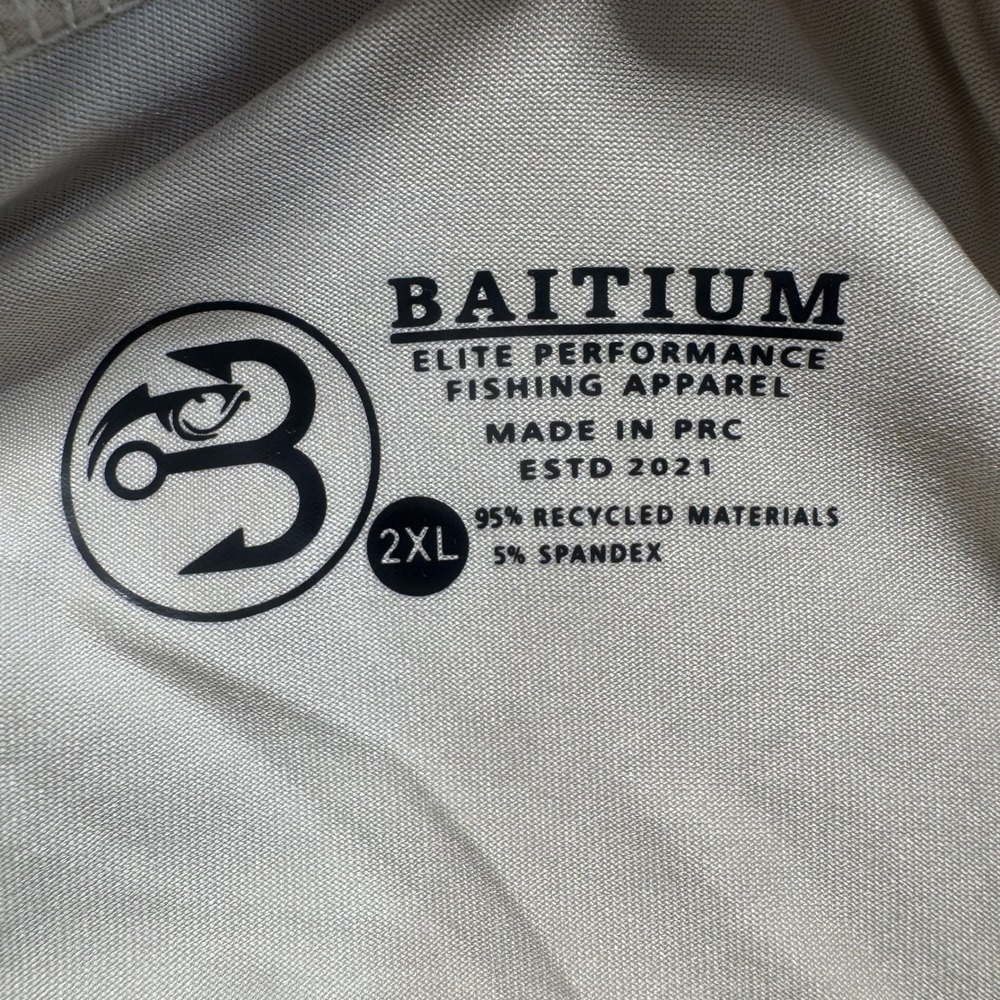 Baitium Performance Fishing Hoodie Mens 2XL Tan UPF 50 - Picture 5 of 7